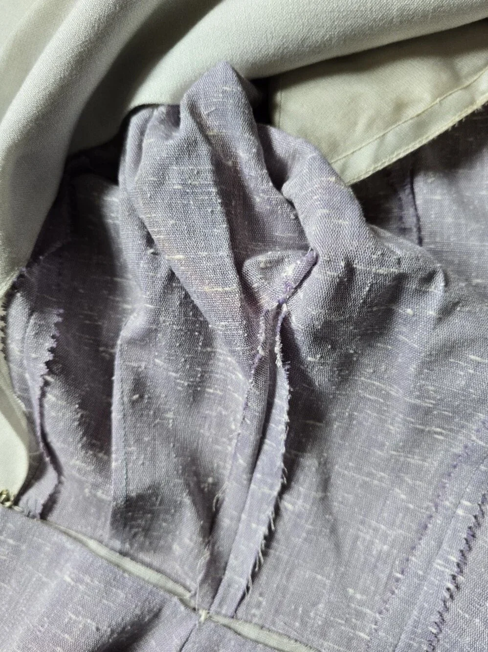 Vintage 40s or 50s Retro Linen Texture Suit Jacket Grey Lilac XXS